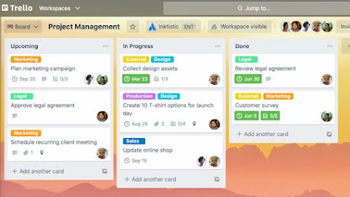 Giao diện ứng dụng Trello trên laptop